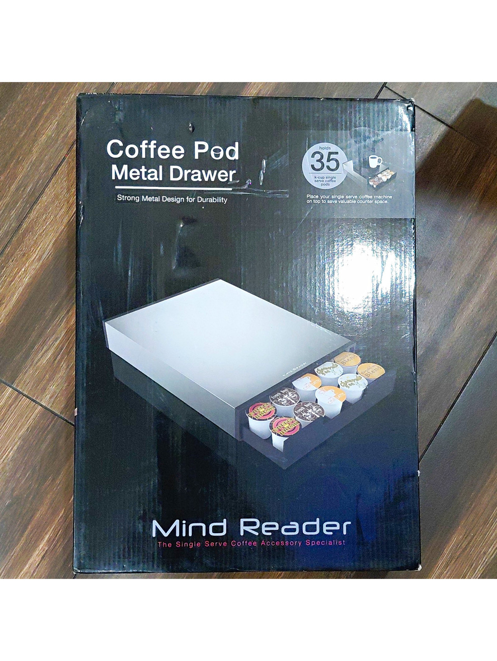 Mind Reader Metal Coffee Pod Drawer Holder, 35 K-Cup Capacity, Black